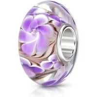 Materia Bead Blumen / Blüten Lila Violett Flieder 466, Hülse aus 925 Sterling Silber