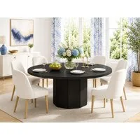 mukuhi Esstisch TISCH Rund 120 cm Schwarz Esszimmertisch 4-6 Personen Modern
