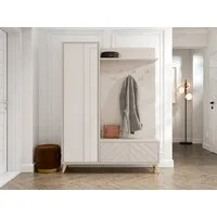 MIRJAN24 Garderoben-Set Xylix 1D1K, (mit Drehtür und Klappe), 134x40x180 cm, Frontspiegel