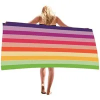 Agger Reisehandtuch Strandhandtuch 90x170 cm aus Mikrofaser - kompakt & schnelltrocknend, sandfrei mit Band - Mikrofaser Handtuch groß mit Wellen-Muster