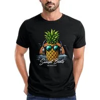 Neverless Print-Shirt Herren T-Shirt Frontprint - Sunset Beats - Baumwollshirt Männer mit Print