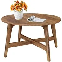 VASAGLE Couchtisch Wohnzimmertisch rund, konische Beine, braun, Wohnzimmertisch, geschwungene Form, einfache Montage