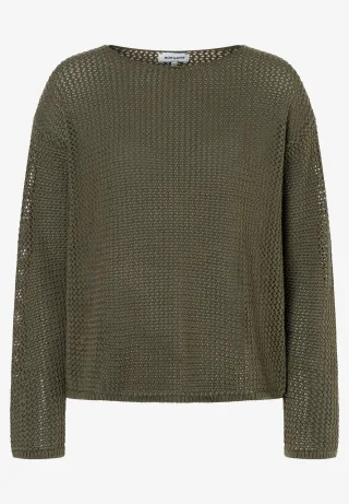 MORE & MORE - Ajour-Pullover grün - Gr. - 38