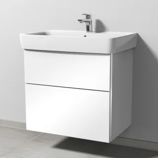 Sanipa 3way Waschtischunterbau zu Geberit Renova Plan Waschtisch mit 2 Auszügen, Weiß-Glanz BS87778
