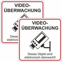 Hermann Schütz Aufkleber Aufkleber Videoüberwachung ... 2 Stück, 65 x 65 mm