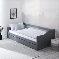 Homestyle4u Ausziehbett 90x200 Holz Gästebett mit Ausziehfunktion 2 Liegeflächen Doppelbett (Komplett-Set mit 2x Lattenrost), 2x 90x200, 2 Personen/Kinder, Stauraumbett, ausziehbar