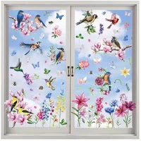 Agger Aufkleber Fensterfolie Glasmalerei Sonnenschutz Fenster Bunt Dekorfolie, Privatsphäre Statisch Milchglasfolie Haftend Vogel Fensteraufkleber