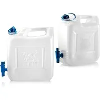 BigDean Kanister 2x Wasserkanister 12l Trinkwasserbehälter Trinkwasserkanister mit Hah (Set, 2 St., Kanister), Lebensmittelecht, Temperaturbeständig -20 bis +70 °c