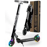 Apollo Cityroller Skyracer LED City Scooter Kinder, Tretroller mit Federung, klappbarer Kinderroller, höhenverstellbar