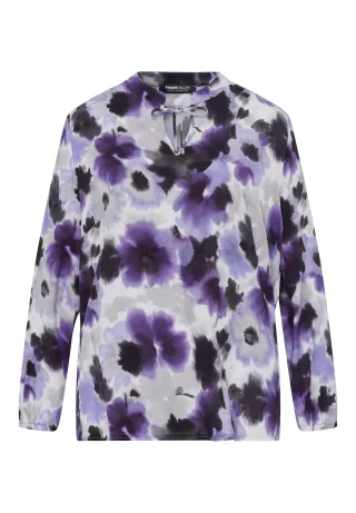 FRANK WALDER - Bluse FROZEN FLAIR mit floralem Blütenprint deep violet/pearl grey/schwarz - Gr. - 42
