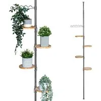 bremermann Blumenständer Teleskop-Blumenregal mit 4 Bambus-Ablagen