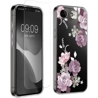 kwmobile Smartphone-Hülle Hülle für Apple iPhone 17e / iPhone 16e Handyhülle - Silikon, Case mit Schutzfolie Blumenblüten und Rosen Design
