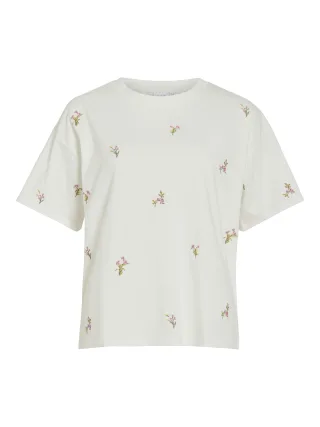 VILA - VIMONIE EMB O-NECK S/S/RN Snow White - Gr. - L
