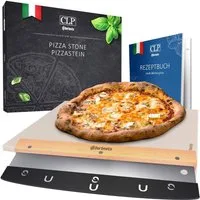 CLP Pizzastein Pizzastein-Set, Cordierit, (1er), mit Rezept-Buch für Backofen & Grill
