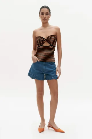 BENU Top mit orangefarbenen Streifen Damen
