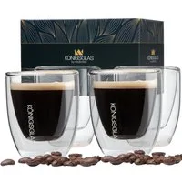Königsglas Espressoglas Espresso Glas Set 80 ml doppelwandige Espressotassen, 4-tlg., Thermogläser, handgefertigte Kaffee Gläser 2/4er Set Cappuccino Latte Macchiato