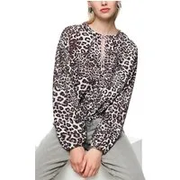 Marc Cain Schlupfbluse Mon Cherry Premium Damenmode mit Leo Print, mit Gummizug