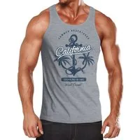 Neverless Tanktop Herren Tank-Top Anker Palmen Anchor Palms Muskelshirt Muscle Shirt Slim Fit Baumwolle Neverless® mit Print