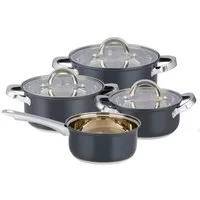Alpina Pfannen-Set Alpina Pfannenset 7-teilig - Edelstahl Pfannenset mit Glasdeckel