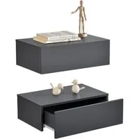 en.casa Nachtschrank »Oslo« in 2er Set mit Schublade 46x30x15cm Dunkelgrau