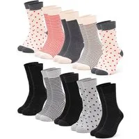 OCCULTO Basicsocken Damen Muster Socken 10 Paar (Modell: Michaela) (10-Paar)