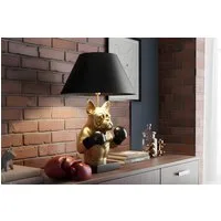 riess-ambiente Tischleuchte BULLDOG 55cm schwarz/gold - Stoffschirm, Hunde-Skulptur, Boxer, Unikat, Ein-/Ausschalter, ohne Leuchtmittel, Extravagante Tierleuchte - ideal für Sideboard, Nachttisch od. Kommode
