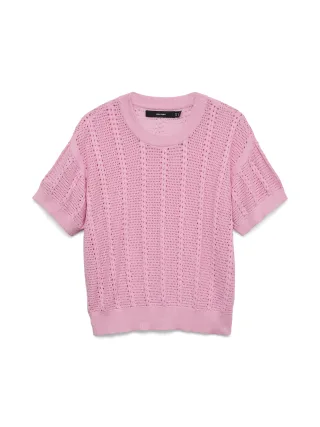 VERO MODA - VMLUX LIGHT SS O-NECK PULLOVER Pink Cosmos - Gr. - XL