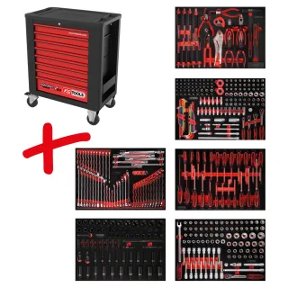 KS Tools Performanceplus Werkstattwagen-Satz P15 mit 423 Werkzeugen für 6 Schubladen - 815.6423
