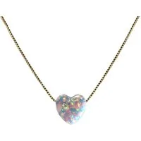 Edellis Kette mit Anhänger Weiße Opal Herz Halskette mit 14 Karat Gold Gefüllt Box Kette