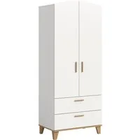 Home affaire Kleiderschrank LASSE, Schlafzimmerschrank, Garderobe, Schrank (1-St., in verschiedenen Breiten erhältich, im Scandi-Look) 2 Türen, 2 Schubkästen, 1 Konstruktionsboden, 1 Kleiderstange