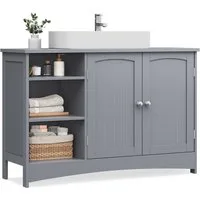 VASAGLE Waschbeckenunterschrank Unterschrank Badezimmerschrank extra lang, Breite 90cm, offene Fächer, höhenverstellbare Ablagen