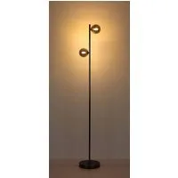 OTTO home Stehlampe Aivven, Metall schwarz-chromfarben, rauchfarbenes Glas, ohne Leuchtmittel, 180cm Kabellänge, 2x LED exkl.