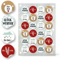 Logbuch-Verlag Aufkleber Glückwunsch Aufkleber für Geschenke & Verpackungen Ø 4 cm