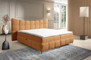 Boxspringbett Bett Schlafzimmerbett NOVA 180x200cm Stoff Rolf Honiggelb