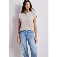 STREET ONE Shirttop unifarben, Sommershirt, in Strick-Optik