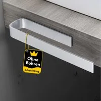 Bürstenking Handtuchhalter selbstklebend ohne Bohren 33/39 cm – Klebemontage, Aluminium, 3M-Kleber - Profikleber für starken Halt