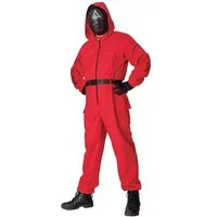 Maskworld Kostüm Korean Game Overall - Halloween Kostüm Herren, Roter Overall der Aufseher