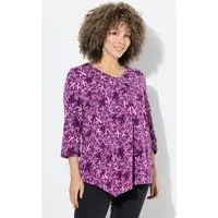 Ulla Popken T-Shirt Shirt Zierfalten A-Linie V-Ausschnitt 3/4-Arm