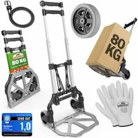 Gardebruk Sackkarre, Aluminium klappbar 80 kg Leichtlauf-Rollen inkl. Handschuhe Transport