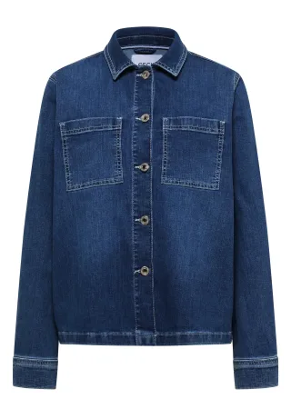 CECIL - Denim Overshirt mit Knopfleiste mid blue wash - Gr. - L