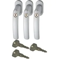 ABUS Fenstergriff ABUS FG200 Weiß, Braun, Silber, SB abschließbarer Fenstergriff, 3er Set silber, abschließbar, Kindersicherung