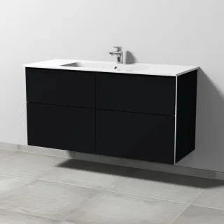 Sanipa 3way Waschtischunterbau zu Duravit ME by Starck Waschtisch mit 4 Auszügen, Schwarz-Matt BS72708