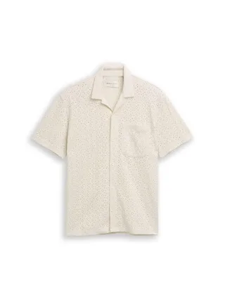 Denim Tom Tailor - Regular Fit Hemd mit Lochstickerei greyish white - Gr. - L