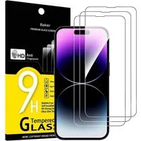 Baker Schutzfolie 3 Stück Panzerglas für iPhone 15/ 15 Plus/15 Pro/ 15 Pro Max, (3 Pack), Schutzglas, 9H Härte, HD Displayschutzfolie, 0.33mm Ultra-klar