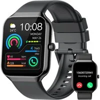 Jugeman Herren"s Damen"s Fitness Tracker mit Telefonfunktion, SPO2 wasserdicht Smartwatch (1.96 Zoll, Android/iOS), mit Anruf, Schlafmonitor, GPS, wasserdicht 113+ Sportmodi