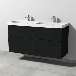 Sanipa 3way Waschtischunterbau zu Geberit Acanto Waschtisch mit 4 Auszügen, Vulkan-Matt SP4201V
