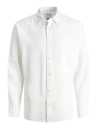 JACK&JONES - JJESUMMER LINEN BLEND SHIRT LS SN white - Gr. - L