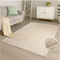Carpet City Teppich WAVES 501, rechteckig, Höhe: 12 mm, Kurzflor, Hochtief-Muster/ 3D-Effekt, Uni, Wohnzimmer, Schlafzimmer
