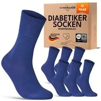 sockenkauf24 Diabetikersocken 97% Baumwolle ohne Gummibund & ohne Naht mit Komfortbund (12-Paar) Diabetiker Socken ohne Gummi für Damen & Herren