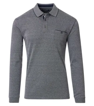 CASAMODA - Polo-Shirt Langarm gestreift blau - Gr. - XL